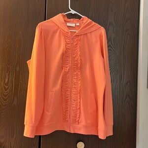 Sport Savvy bright melon colored, hooded sweatshirt jacket. Size XL. Like new.